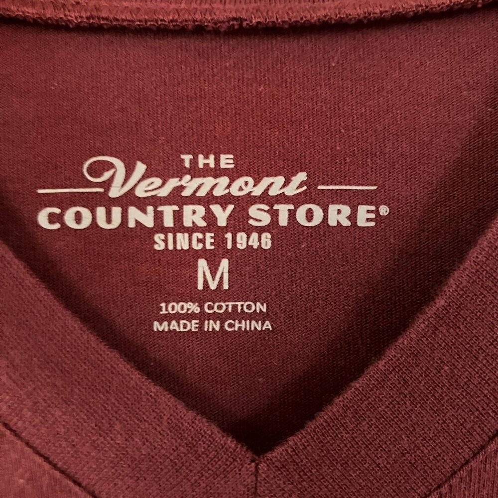 The Vermont Country Store Womens 100% Cotton V-Neck Sleepshirt Medium Red SP EXC